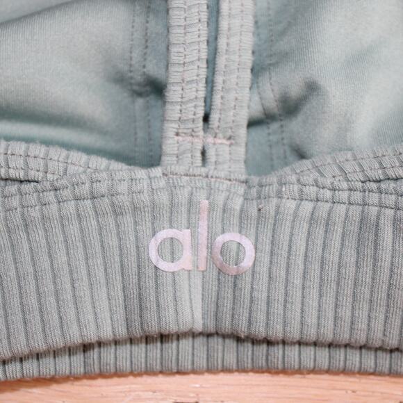 ALO Blissful Ribbed Sports Bra Blue Lightweight Yoga Bra Y-Back | Small - Picture 4 of 7